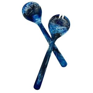 Service de couverts en résine fait main avec poignées multicolores brillantes parfait pour la présentation de la table à manger et les cadeaux de fête - Product Image 1