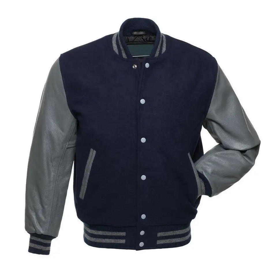 Veste de baseball avec logo personnalisé impression broderie unisexe Streetwear sport décontracté plaine Patchwork College Varsity Jacket pour hommes