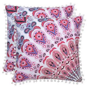 Funda de Cojín cuadrado de almohada de cuello de algodón con Mandala de pavo real para decoración del hogar, funda de cojín de sofá, Juego de 4 Uds. Por consignadores indios - Product Image 5