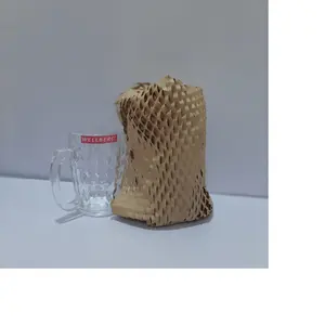recycled kraft paper honey comb mesh roll for eco friendly paper packaging & package protection in rolls in brown colour