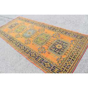 Alfombra Turca Vintage, Alfombra Grande de 4.7x11.4 pies, Alfombra Marroquí Naranja - Product Image 4