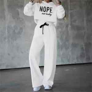 Survêtement de sport d'hiver à capuche imprimé de lettres pour femmes nouveau 2025 Simple décontracté épais sweat Jogging pantalon 2 pièces ensemble - Product Image 6