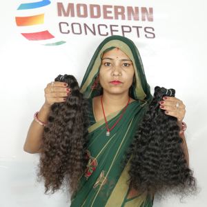 Extensiones de Cabello Humano Virgen Natural 100% al por Mayor, Cabello Humano Indio con Cutícula Alineada, Tejido Suelto y Rizado - Product Image 3