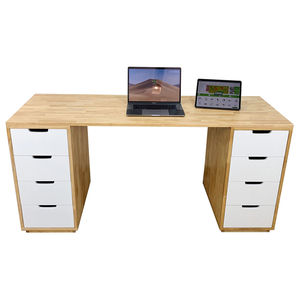 โต๊ะเกมมิ่งคาร์บอนวู้ดพร้อมที่เก็บของ 160x60 ซม. สีธรรมชาติ 5 ชั้นวาง ดีไซน์ทันสมัย รุ่น GD68018 - Product Image 1