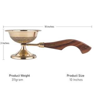 Quemador de incienso de la mejor calidad con mango de madera Nuevo diseño Quemador de incienso de latón metálico decorativo de calidad superior Uso para el hogar - Product Image 3