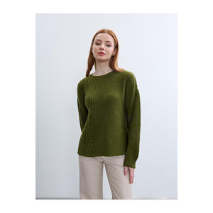 T-shirt à col montant à motif torsadé, design élégant de pull - Product Image 4