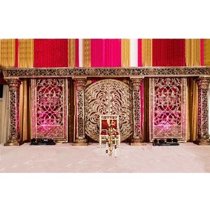 Scène de mariage hindou sud-indienne moderne, fabricant de décors de scène de mariage, dernières décorations de scène indiennes en fibre, Australie - Product Image 1