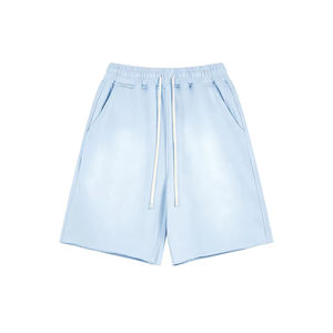 กางเกงขาสั้นโอเวอร์ไซส์ผ้าคอตตอนปักลายวินเทจผ้า100% สำหรับผู้ชายชุดออกกำลังกายในยิมออกแบบได้ตามต้องการ - Product Image 3