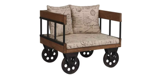 Ensemble de canapés de salon de luxe moderne victorien en bois de manguier, tissu, roues en fer, mobilier d'atelier, mobilier de parc, design de loisirs, décoration intérieure - Product Image 2