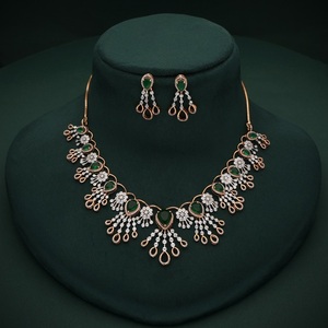 Ensemble de collier en diamant véritable, diamant rond, ensemble de collier en diamant personnalisé, prix d'usine, or jaune 14k 18k - Product Image 1