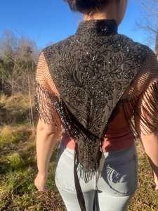 Club Wear <b>Sequin</b> Design With Long Fringes and Fancy Beaded Polyester Club and Party Wear Handmade Adult Party Wrap for - Product Image 4