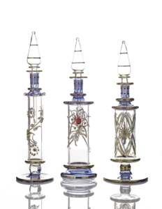 Juego de 4 Frascos de Perfume de Vidrio Soplado a Mano, Diseño Floral Colorido, Adornos Dorados, Recipientes Decorativos para Fragancias - Product Image 6