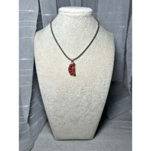 Navajo-Made Natural Coral & Sterling <b>Silver</b> Pendant with Bezel Setting Inlay Technology - Product Image 5