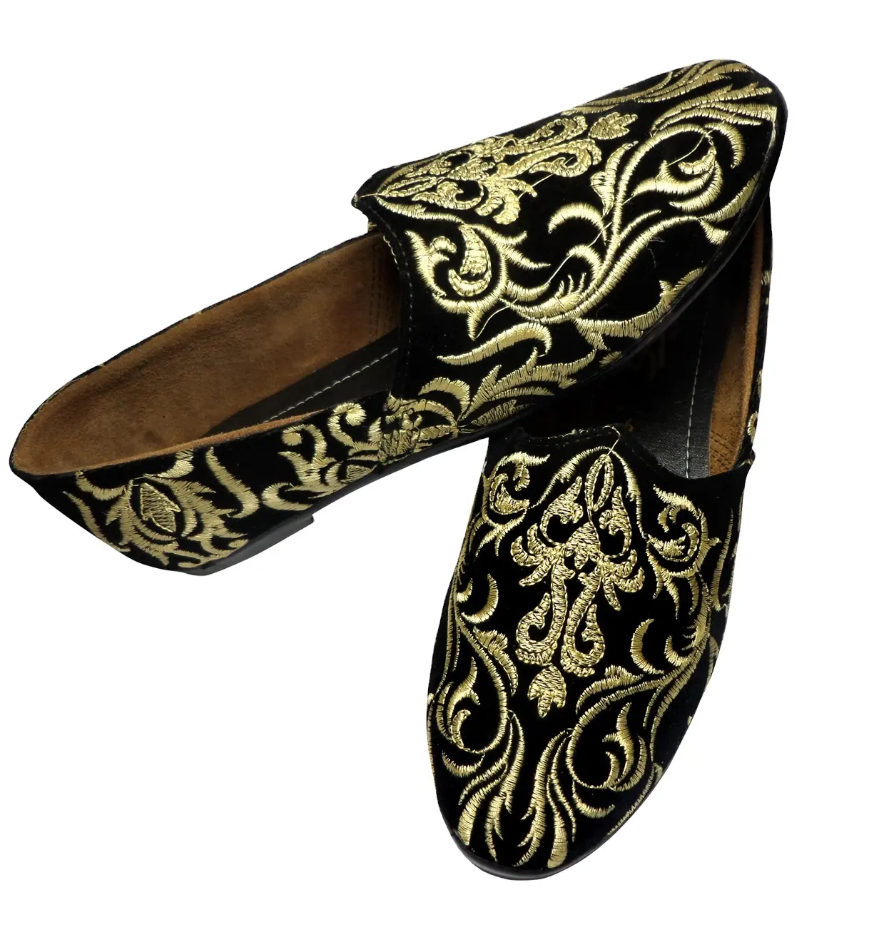שחור צבוע זהב רקמת האחרון דגם רגיל גברים Khussa עם כל גודל זמין/מכירה לוהטת מוצק צבע עם שלך עיצוב נעליים
