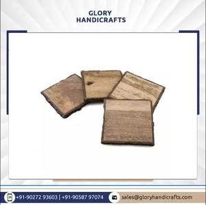 Lot de 4 sous-verres écologiques en écorce de bois de manguier naturel de 5mm d'épaisseur, faits à la main, pour la maison et le bureau - Product Image 2