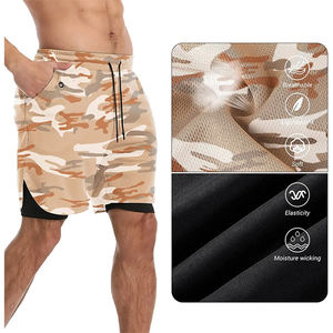 Short athlétique taille haute 2 en 1 pour hommes, logo personnalisé, short de survêtement d'été pour l'entraînement et la gymnastique avec compression - Product Image 4