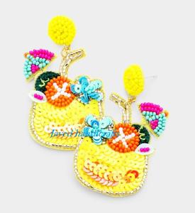 Pendientes llamativos con bordado de flores bohemias únicas de espíritu libre, abalorio de perlas multicolor a la moda para estilo de oreja artística - Product Image 5