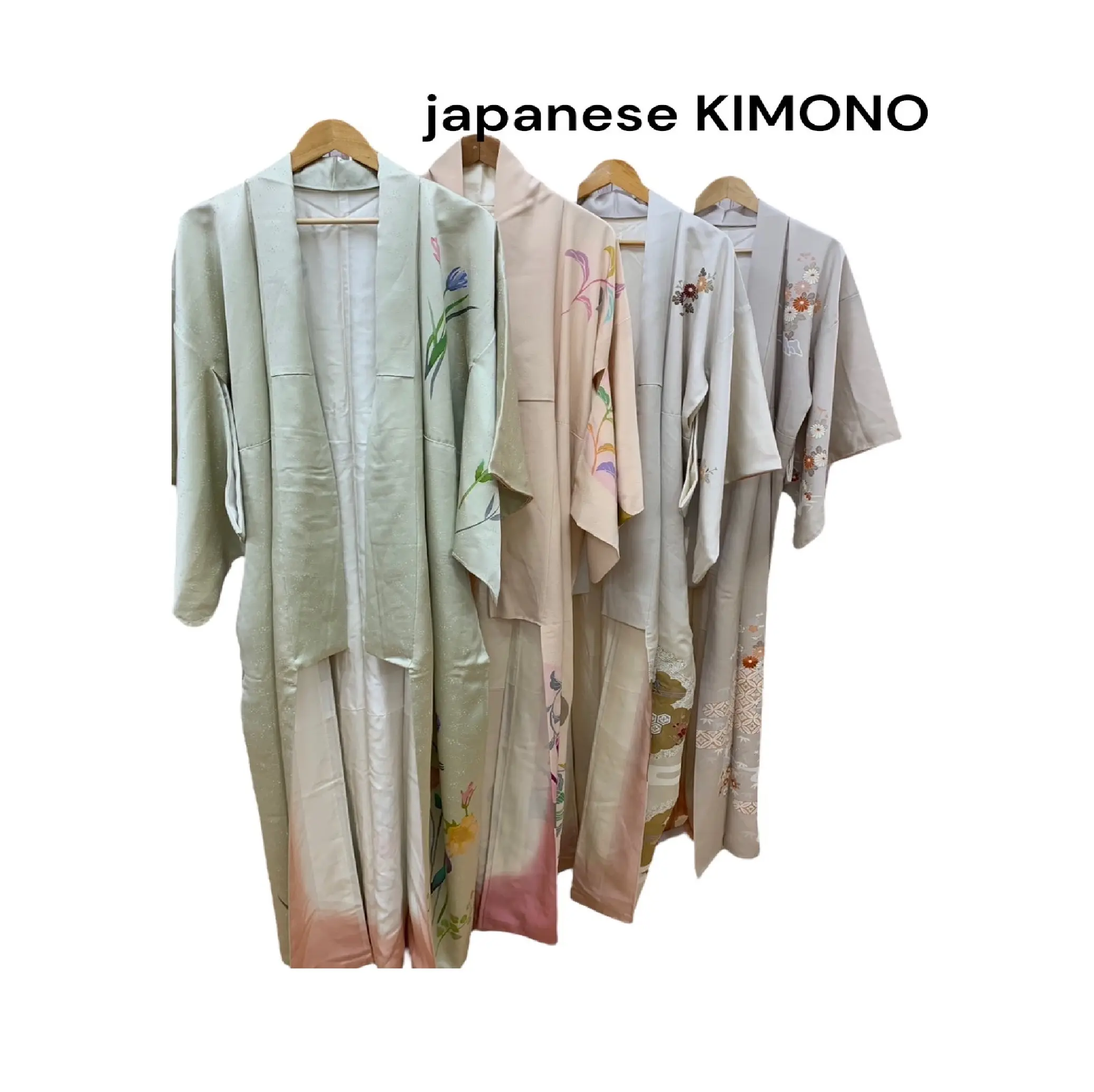 Dress panjang Kimono Label pribadi, pakaian bekas Jepang bermerek asli