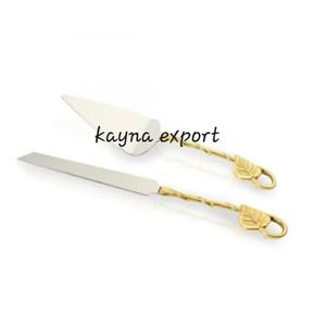 Juego de Cubiertos de Acero Inoxidable con Acabado Espejo, Estilo Artesanal, Mango Largo, Cuchillo para Servir Pastel Chapado en Oro, Decoración de Cocina - Product Image 3