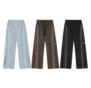 Pantalons de survêtement vintage à taille haute en toile, à rayures latérales, pour hommes, pantalons de survêtement évasés, vêtements de rue décontractés, vente en gros - Product Image 1