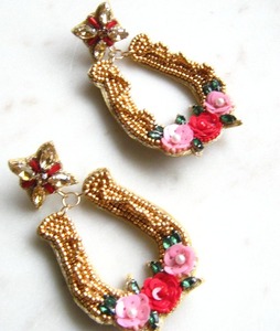 Cute Fancy Flower Handmade Beaded Embroidery Earring Stylish Beautiful New Design Trendy <b>Top</b> Fashionable by glowin fashion - Product Image 3