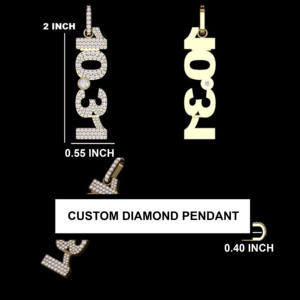 Pendentif de créateur audacieux "10.30" au design personnalisé unique en argent sterling 925 Bijoux de déclaration en moissanite éblouissante - Product Image 6