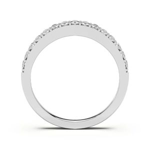 Anillo de Compromiso y Matrimonio de Eternidad Curvo con Diamante Cultivado en Laboratorio de Corte Redondo en Oro Rosa para Mujer - Product Image 2