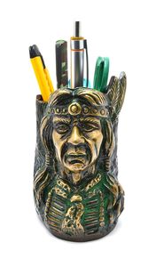 Brass Red Indian <b>Pen</b> Stand Unique <b>Pen</b> Stand with Attractive Design Green Octagonal Wooden Pencil and <b>Pen</b> <b>Holder</b> With Brass Work - Product Image 6