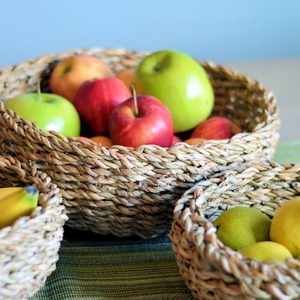 Bol à fruits en jonc de mer ensemble de 3 vaisselle naturelle décor de présentation de repas produits vietnamiens en gros écologiques - Product Image 6