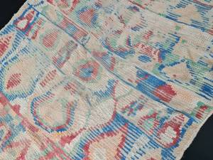 Beau tapis vintage marocain authentique fait à la main tapis tribal berbère rouge et bleu délavé tapis bohème en coton et laine - Product Image 2