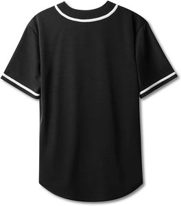 Camiseta de béisbol negra Lisa personalizada, camiseta de béisbol blanca a rayas para hombre, camisas con botones, uniformes de béisbol deportivos de equipo activo - Product Image 3