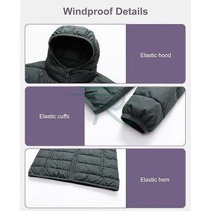 Manteau d'hiver léger et imperméable pour femme avec décoration boutonnée, capuche résistante à l'eau, pliable, élégant - Product Image 6