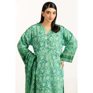 Traje de jardín verde de 3 piezas estampado para mujer, elegante, casual, hasta la rodilla, transpirable, con aberturas modernas, para oficina o fiesta, OEM/ODM disponible - Product Image 1