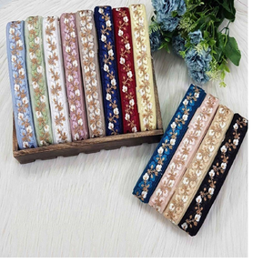 Rubans brodés à la machine sur mesure et dentelles robes de mariée en douze couleurs différentes conceptions de 1 pouce de largeur - Product Image 1