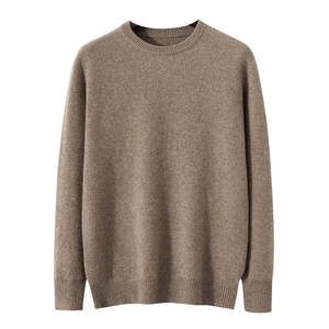 Pull en cachemire pour homme, manches longues, col rond, tricot rayé, décontracté, tricot uni, chaud, tendance, personnalisable à l'avant - Product Image 1