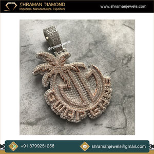 Collier unisexe style hip-hop personnalisé en argent 925 plaqué or rose, double couche, avec pendentif lettre initiale glacée en moissanite – Cadeau de fête - Product Image 2