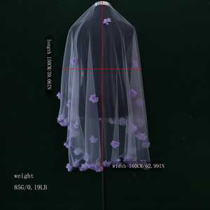 Voile de mariée Bridella M133, dentelle florale, broderie, tulle doux, ajustement confortable, appliques à nœuds perlés pour mariages et bals - Product Image 2