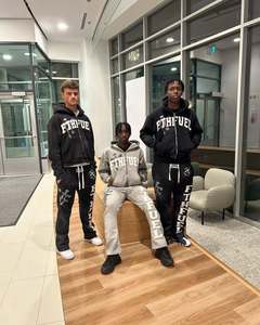 Sweat à capuche court surdimensionné personnalisé 100% coton épaules tombantes Applique broderie boîte fit sweat à capuche lourd et ensemble de pantalons de survêtement - Product Image 5