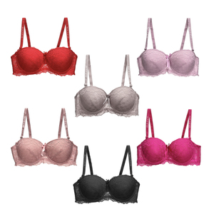 Reggiseno Floreale in Pizzo da Donna, Coppe Intere, Monopezzo, Confortevole in Spandex, Lingerie Push-Up Senza Ferretto, Chiusura con Gancetti, Tinta Unita, Traspirante, Imbottito - Product Image 2