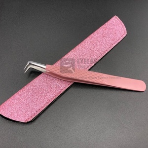 Pince à épiler d'extension de cils en acier inoxydable massif japonais à 90 degrés, volume avec logo personnalisé - Product Image 5