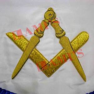 Delantales de equipo de defensa personal masónica de rito escocés a precio asequible con cuadrado bordado y brújula - Product Image 4