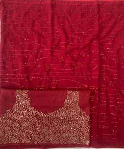 Katan indien saree dernière tenue de soirée de créateur mariage dames femmes portent georgette soie broderie travail sari avec chemisier vêtements - Product Image 3