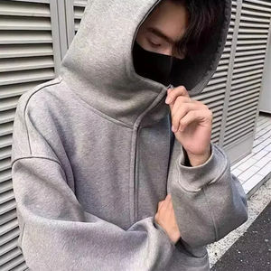 Sweat-shirts à capuche en coton 100% de haute qualité, respirants, épais, gaufré, streetwear, logo frontal, tricot uni - Product Image 2