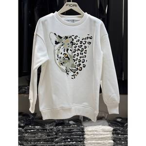 Sudadera con Estampado de Tigre, Tejido de Punto Transpirable de 3 Hilos, Cuello Redondo - Product Image 1