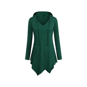 Vente en gros de sweats à capuche d'hiver pour femmes robe à manches longues avec poche sweat à capuche décontracté ample solide pull de grande taille - Product Image 3