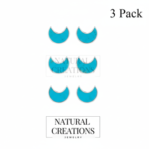 Premium High Finish 925 Sterling Silver Seawater Pearl Turquoise <b>Moon</b> Shape Stud <b>Earrings</b> Bezel Setting 7MM Trendy Wedding Party - Product Image 2