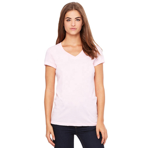 Camiseta de cuello en V de secado rápido y absorción de humedad para mujer, de alto rendimiento, lisa, para gimnasio, entrenamiento al aire libre y fitness. - Product Image 3