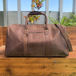 กระเป๋าดัฟเฟิลกระเป๋าเดินทางหนังวัวแบบคลาสสิกสำหรับผู้ชายกระเป๋าเดินทางแบบพกพาแนววินเทจสไตล์สปอร์ตยิมและกระเป๋าเดินทาง - Product Image 3