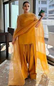 ชุดสูทยาวคอกลมแขนปากีสถานชุดผ้าซาตินเอวธรรมชาติอินเดียอินเดีย farshi salwar pallazo - Product Image 4