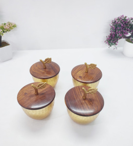 New Arrival Metal Marque Classic Design Date Bowl with Wood Lid and Resin Base Dishwasher Safe Heat Resistant Eco-Friendly - Product Image 4